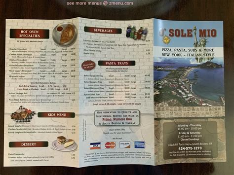 o sole mio pizzeria menu|o sole mia south boston.